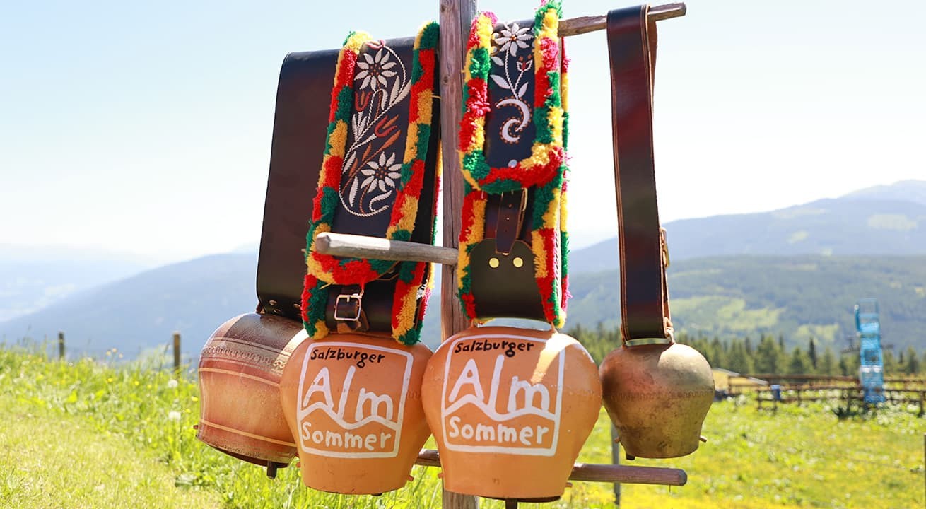 Kuhglocken mit dem Salzburger Almsommer-Logo