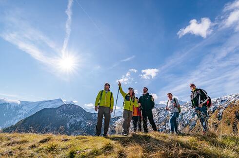 hiking group alps