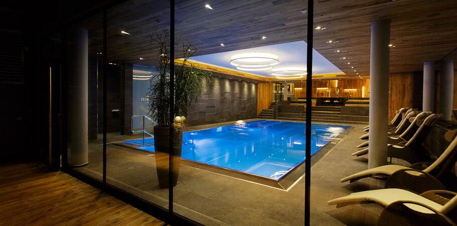 indoor pool at night