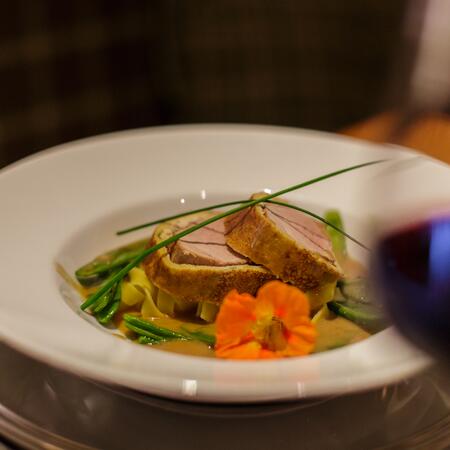 Abendessen mit Wein in Kaprun